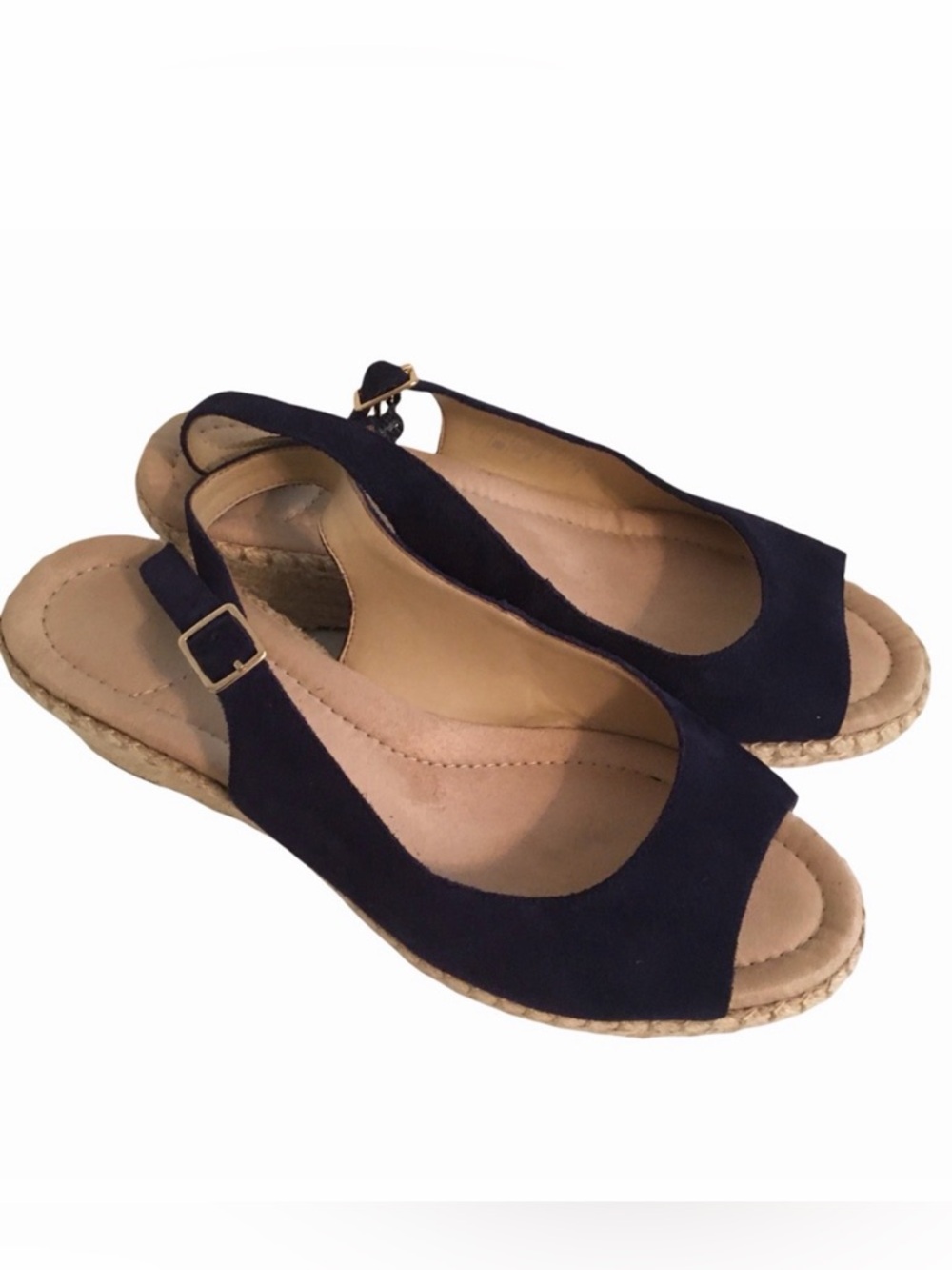 Lands' End Buckle Back Wedge Sandal 10D